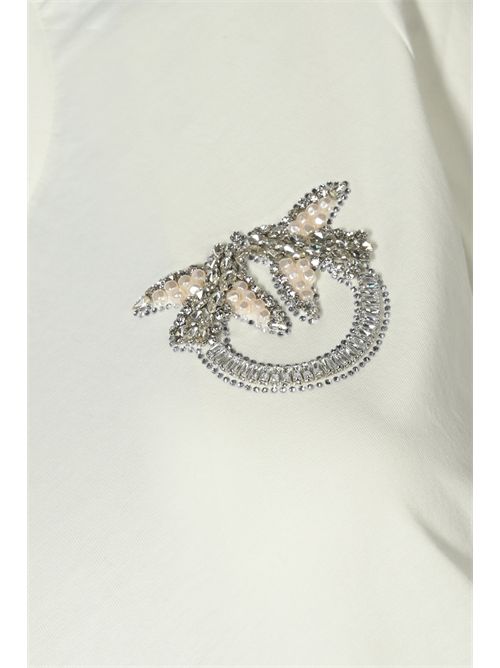 T-shirt con ricamo gioiello Nambrone in cotone bianco PINKO | 103320 A2RNZ05